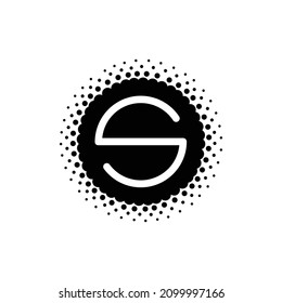 Sunny halftone logo with letter s inside. Brand logo for company, business, or organization