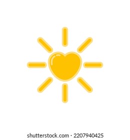 Icono de vector simple de corazón soleado en estilo de caricatura