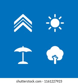 sunny icon. 4 sunny set with tree, beach, military and sun vector icons for web and mobile app