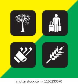 sunny icon. 4 sunny set with wheat, golf, travel and tree vector icons for web and mobile app