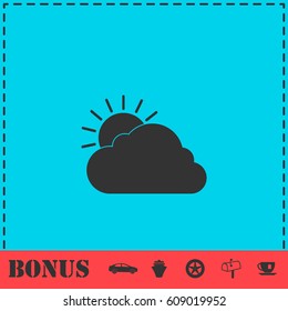 Sunny icon flat. Simple vector symbol and bonus icon