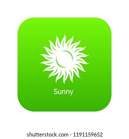 Sunny icon green vector isolated on white background