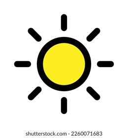 Sunny icon line isolated on white background. Black flat thin icon on modern outline style. Linear symbol and editable stroke. Simple and pixel perfect stroke vector illustration.