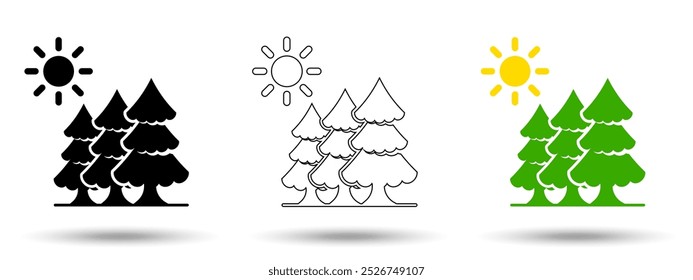 Sunny icon. Sunny icon on a white background, isolated. The icon has three uses in applications and websites. Vector illustration. Sunny icon on a white background.
