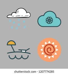 sunny icon set. vector set about sun, beach and snowing icons set.