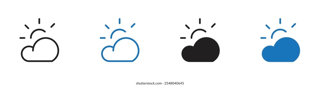 Sunny icon Vector set outline