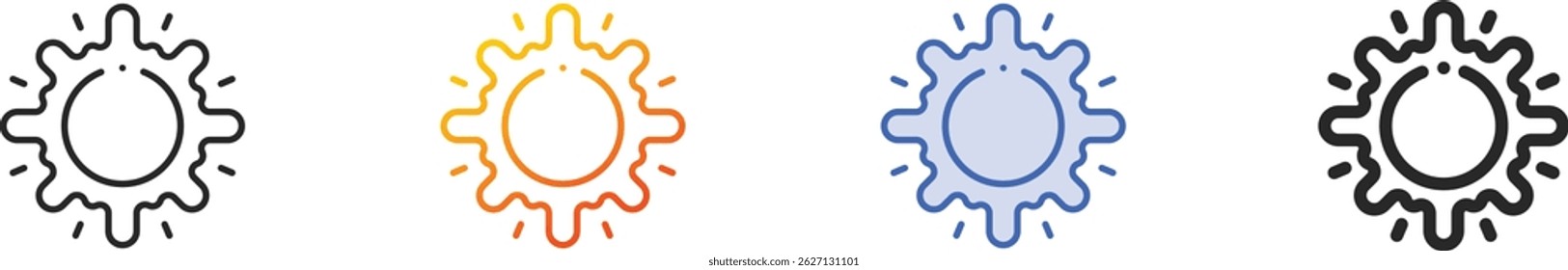 sonniges Symbol.Dünn linear, Farbverlauf, blauer Strich und kräftiges Stildesign einzeln auf weißem Hintergrund