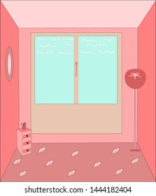 Sunny interior of small room 