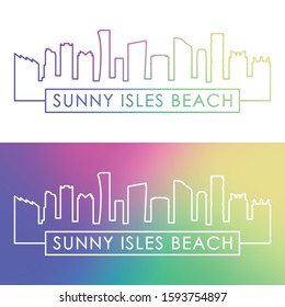 Sunny Isles Beach skyline. Colorful linear style. Editable vector file.