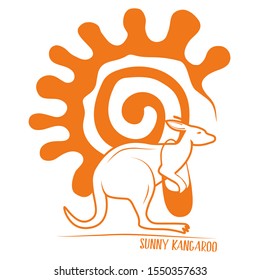 sunny kangaroo with a bag, vector, logo, isolated, illustration