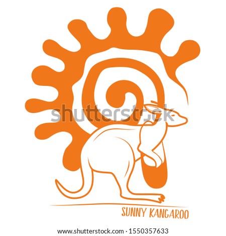 sunny kangaroo with a bag, vector, logo, isolated, illustration