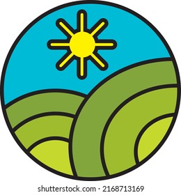 Sunny landscape, illustration, vector on a white background.