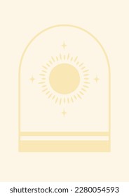 Sunny landscape minimal linear badge illustration. Modern minimal linear emblem and poster. Environment banner