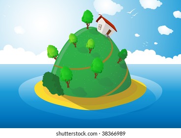 Sunny landscape. Vector.