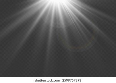Sunny light effect of light and rays. On transparent background.