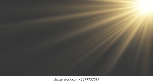 Sunny light effect of light and rays. On transparent background.