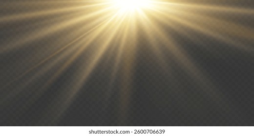 Sunny light effect of light and rays. On transparent background.