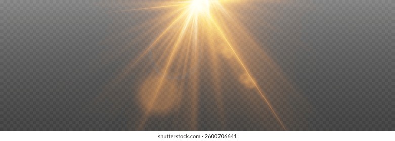 Sunny light effect of light and rays. On transparent background.