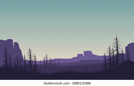 A sunny morning with a beautiful natural view from the edge of the city. Vector illustration of a city