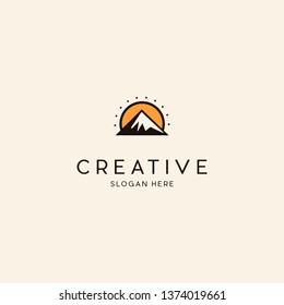 Sunny Mountain Creative Illustration Vector Logo Design