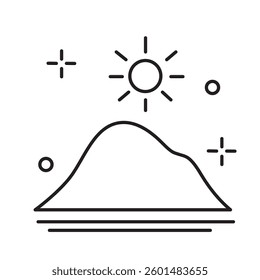 Sunny mountain landscape vector line