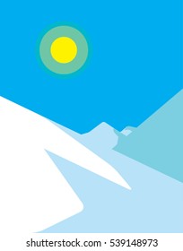 Sunny Mountains landscape background. Vector illustration.