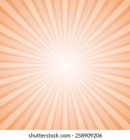Sunny Orange and White Background with Retro Rays of Different Transparency plus Blurred Sun in the Center. Layered