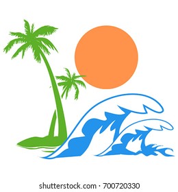 Sunny palm tree wave logo