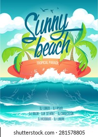 Sunny poster surf beach party 