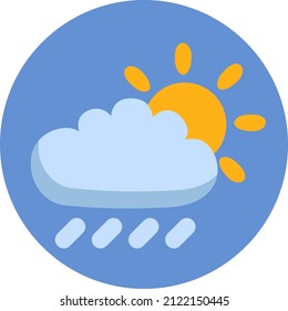 Sunny con lluvia, ilustración, vector sobre un fondo blanco.