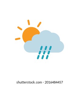 Sunny with rain, raining and sun Flat icon, Weather and time related on white background EPS Vector