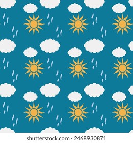 Sunny And Rainy Seamless Vector Pattern Design