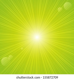 Sunny rays on green background