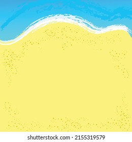 Sunny sandy beach with wave - summer background.	
