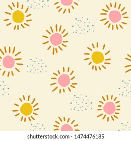 sunny seamless pattern. trendy summer background vector file. happy textile and stationery design.  
