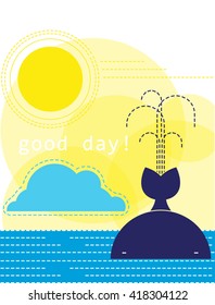 sunny seascape with whale