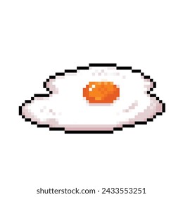 Sunny side up cooked egg. Pixel art retro vintage video game bit vector illustration. Simple flat cartoon art styled delicious salty drawing isolated on square background.