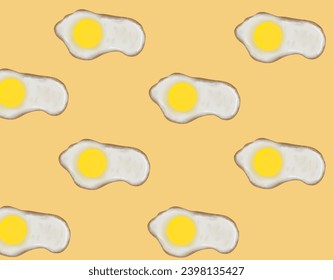 Sunny Side Up Egg Background. Food Vector Illustration.