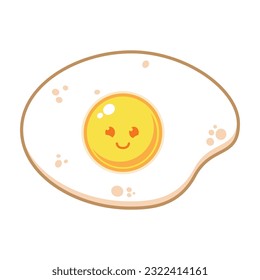 Sunny Side egg cute cartoon character mascot vector in flat design illustration free editable for template or asset image