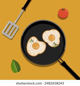 Ilustración plana del huevo del lado soleado