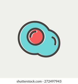 Línea delgada del icono del huevo del lado del lado del sol para diseño de web y móvil, minimalista moderno y plano. Icono blanco vectorial en el fondo de malla gradiente.