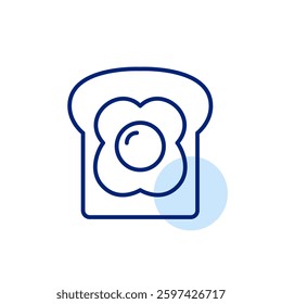 Sunny side up egg on toast. Classic breakfast. Pixel perfect, editable stroke vector icon