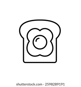 Sunny side up egg on toast. Classic breakfast. Pixel perfect, editable stroke vector icon