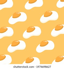 Sunny Side Up Egg Pattern Background. Food Vector Illustration.