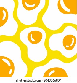 Sunny Side Up Egg Pattern Background. Food Vector Illustration.