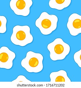 Sunny side up egg seamless pattern background, hand drawn vector illustration