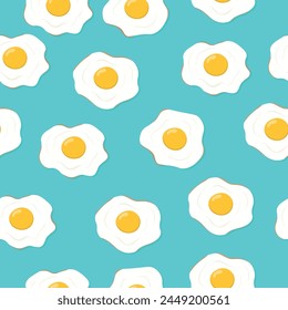 sunny side up egg seamless pattern in flat vector