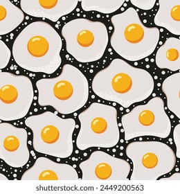 sunny side up egg seamless pattern in flat vector