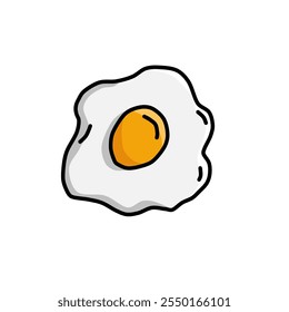 Sunny side up egg with simple colour and vector art