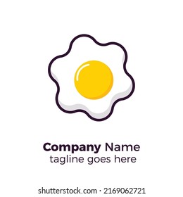 sunny side up egg simple logo design icon vector illustration line